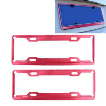 2 PCS Car License Plate Frames Aluminum Alloy Red - 1