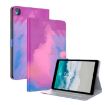 Nokia T10 Watercolor Pattern Flip Leather Tablet Case - Purple Red - 1