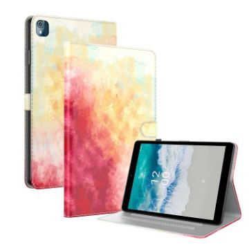 Nokia T10 Watercolor Pattern Flip Leather Tablet Case - Spring Cherry - 1