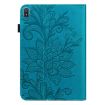 Blue Lace Flower Embossing Leather Tablet Case for Nokia T20 10.4 2021 - 2