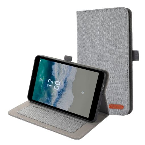 Nokia T10 Fabric PU + TPU Flip Tablet Leather Case - Grey - 1