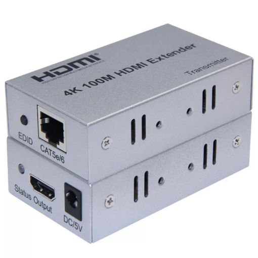 HDMI to RJ45 Ethernet Cable Extender 100m 4K HD Signal Amplifier - UK Plug - 1