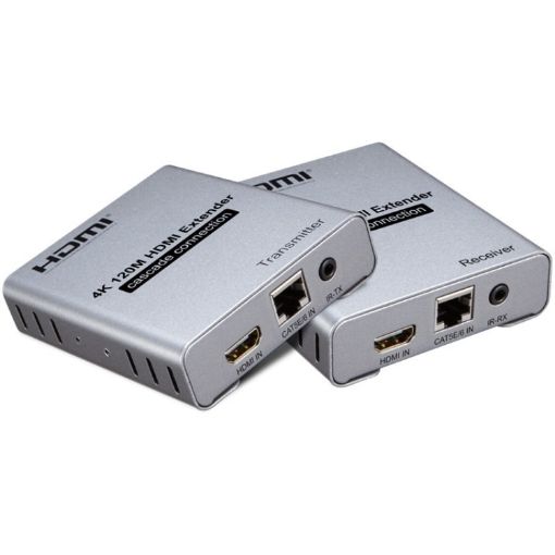 HDMI Single Cable 120m Transmitter/Receiver Extender 4K HD Transmitter (Gray) - 1