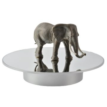 25cm USB Power Rotating Display Stand Turntable - Silver Mirror - 1