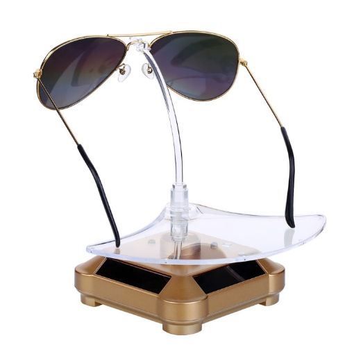 360 Degree Rotating Turntable Glasses Display Stand - Gold - 1