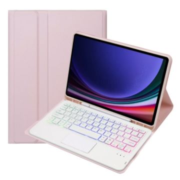 Samsung Galaxy Tab S9 FE Bluetooth Keyboard Leather Tablet Case (Pink) - 1