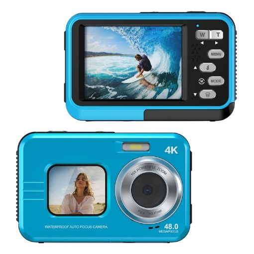 WDC901 Waterproof 48MP HD Dual Screen Camera (Blue) - 1