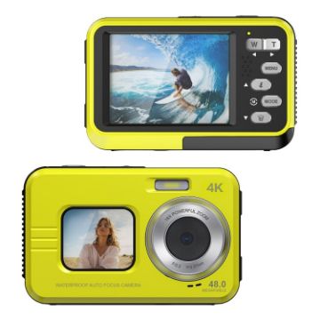 WDC901 Waterproof 48MP HD Dual Screen Camera EU Plug Yellow - 1