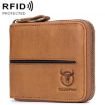BULL CAPTAIN 042 RFID Anti-theft Cowhide Business Card Holder Zipper Wallet - 1