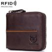 BULL CAPTAIN 042 RFID Anti-theft Cowhide Business Card Holder Zipper Wallet - 1