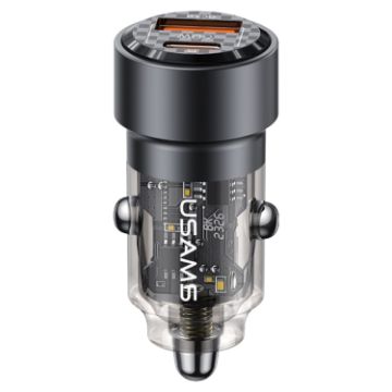USAMS US-CC208 C39 60W USB + Type-C Car Charger (Black) - 1