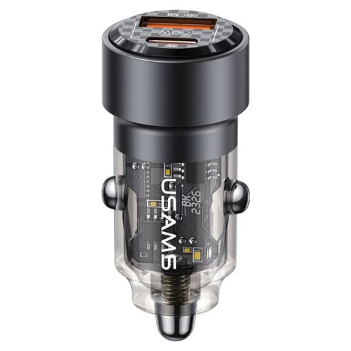 USAMS US-CC208 C39 60W USB + Type-C Car Charger (Black) - 1
