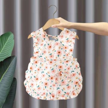 Children Summer Sleeveless Bibs Flowery Eating Reversible Clothes - 1