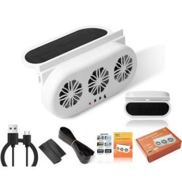 USB Car Window Exhaust Fan, Solar White - Cooling Ventilation Fan - 1