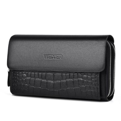 WEIXIER W129 Men Magnetic Buckle Clutch Bag - Black - 1