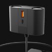 S-46 45W Rotating Dual Cigarette Lighter Car Charger (Black) - 2