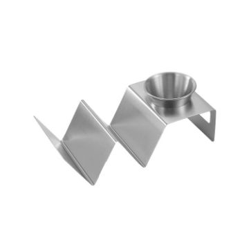 Stainless Steel Taco Pancake Rack Tower - 2 Grids - W-Shaped - With Cup - 1