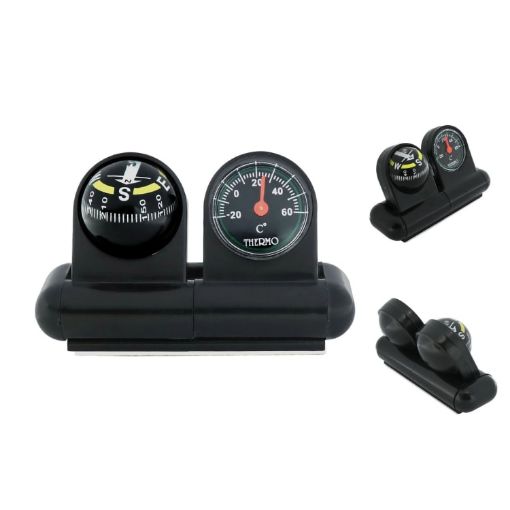 Car Guide Ball Thermometer Compass - Adjustable Angle - English Version - 1