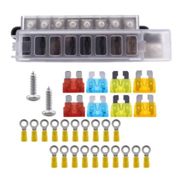 8 Way Fuse Block with 20 Terminals - Reliable Fuse Box for Vehicles - 1