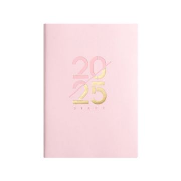 2025 Pink Leather Daily Planner A5 Notebook - 1