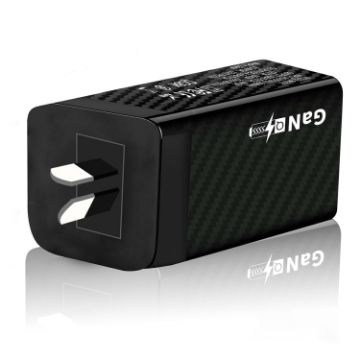 Carbon Fiber GaN PD65W Type-C + QC3.0 USB Quick Charger, AU Plug - 1