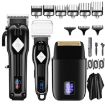 Men Home Hair Salon Hair Clipper Set - 3pcs, High-power, Black - 1