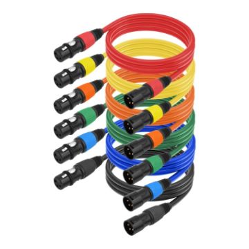 6 Color/Set XLR 3pin Male to Female Audio Cable, 1.8m Length - 1