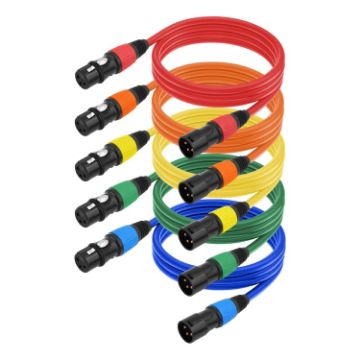 5 Color/Set XLR 3pin Male to Female Audio Cable, 1m Length - 1