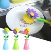 Green Flower Shaped Pot Brush - Kitchen Dishes Sink Stove Cleaning - 2