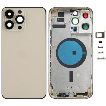 iPhone 14 Pro Max Battery Back Cover with Side Keys & Card Tray - US Version (Gold) - 1