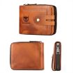 BULL CAPTAIN 232 RFID Anti-Theft Cowhide Men Zipper Wallet Yellow - 2