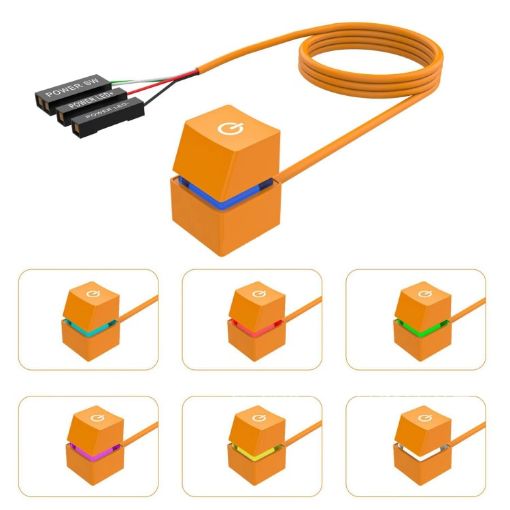 Orange Desktop Computer Extension Cable with Colorful Light - 2m Cable - 1