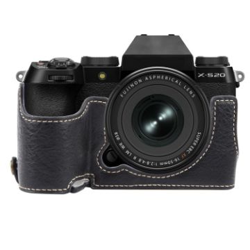 FUJIFILM X-S20 Buffalo Texture PU Leather Camera Half Case Base - Black - 1