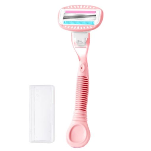 5-Layer Blades Women's Shaver, Long Handle Pink - 1