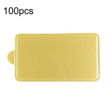 100pcs 100x60mm Rectangle Golden Paper Plates Dessert Board Base - 1