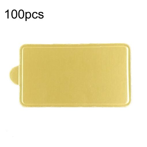 100pcs 100x60mm Rectangle Golden Paper Plates Dessert Board Base - 1