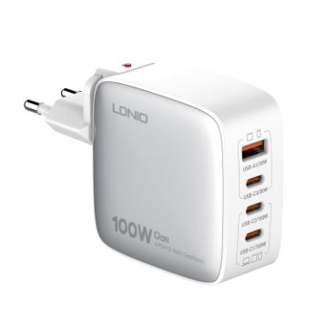 LDNIO Q408 100W GaN USB Charger + 3 USB-C Ports + 1m Data Cable - 1