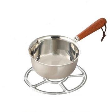 200ml Stainless Steel Mini Hot Milk Oil Pot with Rack - Frying Pan - 1