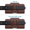 NUOKU Dual Phone Belt Clip Carrying Pouch Leather Case - Dark Brown - 5