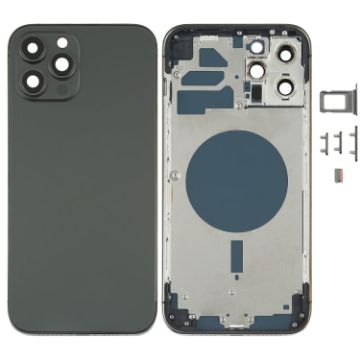iPhone 12 Pro Max Back Housing Cover with SIM Tray & Side Keys - Black - 1