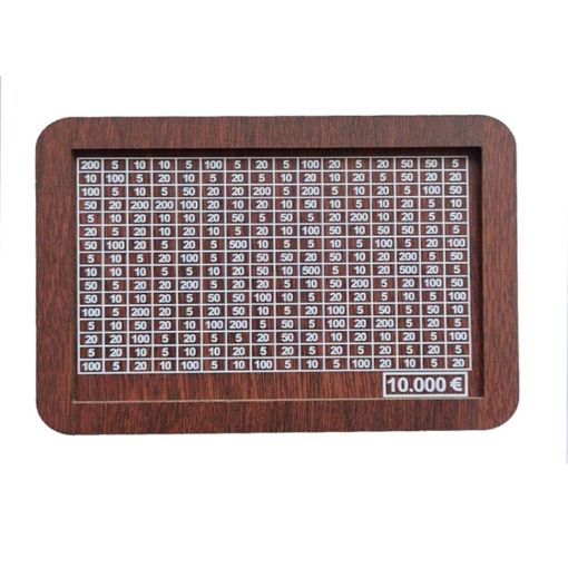 Wooden Money Box Piggy Bank With Counter - Dark Brown 10,000 Euros - 1