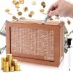 Wooden Money Box Piggy Bank With Counter - Dark Brown 10,000 Euros - 2