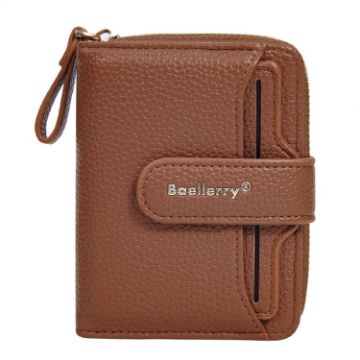 Baellerry N1915 Lychee Pattern Women Short Wallet (Brown) - 1