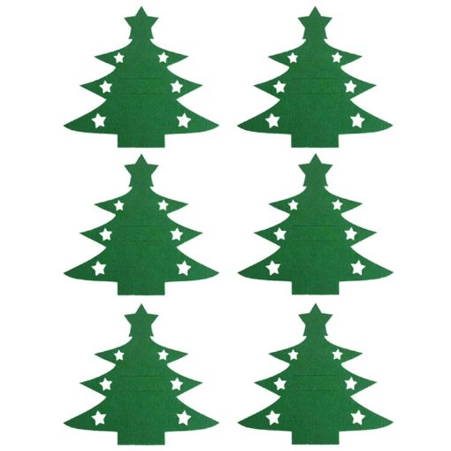 6pcs Christmas Tree Knife and Fork Sleeve Tableware Bag - Green - 1
