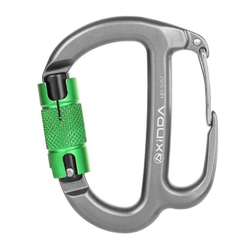 XINDA HH-9767 Climbing Rappelling Friction Lock Descender (Gray+Green) - 1
