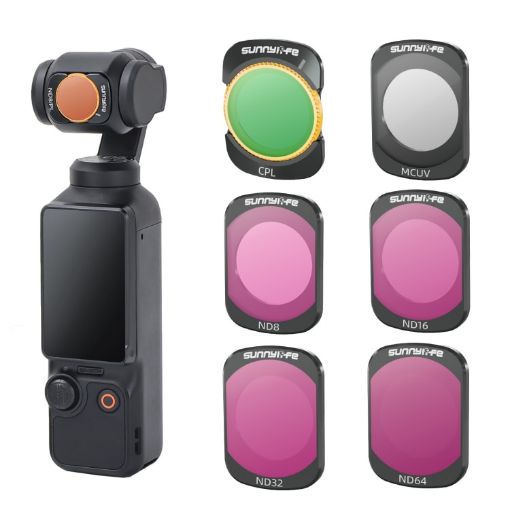 Sunnylife Camera Lens Filter for DJI Osmo Pocket 3 - 6 in 1 UV CPL ND8-64 - 1