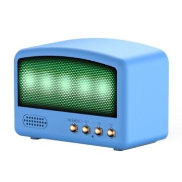 Blue Mini Card USB Flash Drive FM Radio Retro Wireless Bluetooth Speaker - 1