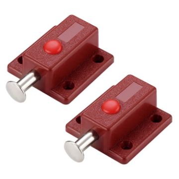 Plastic Cabinet Door Spring Latch Safety Lock - 2pcs, Brown - 1