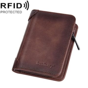 Baellerry DR113 RFID Anti-Theft Short Wallet (Dark Brown) - 1