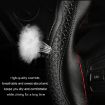 38cm Wine Red Cowhide Steering Wheel Cover - Four-Season Embossed Hand-Sewn - 4